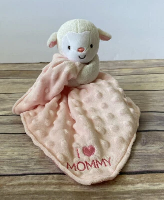 Carters Child Of Mine Lamb Lovey Security Blanket I 💗Mommy Pink White Minky Dot - Image 1 of 3