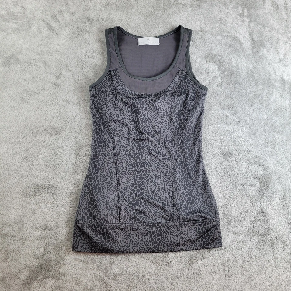 Adidas Stella McCartney Top Mujer Gris Negro Estampado Animal Sujetador Empuñado Ropa Activa Foto 1 de 4