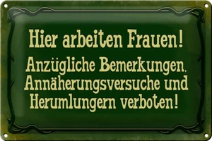 Blechschild Spruch 30x20 cm Hier arbeiten Frauen Metall Deko Schild tin sign - Picture 1 of 5