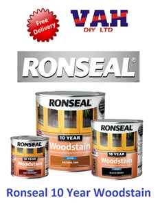 Ronseal 10 Year Woodstain Satin Finish All Colours 250ml ,750ml, 2.5ltr Exterior - Picture 1 of 42