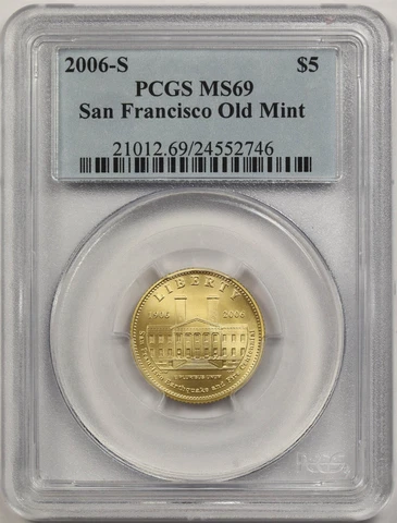 2006-S San Francisco Old Mint $5 PCGS MS 69 Gold Modern Commemorative Cover