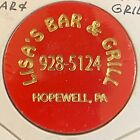 Jeton Hopewell, PA Lisa's Bar and Grill c1995 en plastique « bon pour une boisson »
