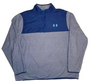 Under Armour Mens Pullover 2XL 1/4 Zip Sport Coldgear Loose Blue Fleece Two-Tone - Picture 1 of 12
