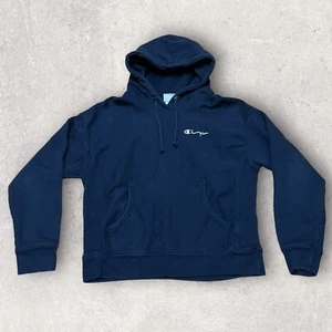 Champion Sweater Boys Large Blue Reverse Weave Hoodie Streetwear Thrashed Grunge - Picture 1 of 11
