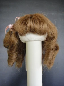 PELUCA MUÑECA PELO HUMANO LARGO MARRÓN CON RIZOS CABEZA 7.1" - para muñeca antigua o moderna - Imagen 1 de 6