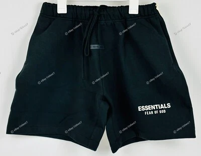2025 Essentials Fear Of God Soccer Fleece Shorts Jet Black Men’s Size Large - Image 1 of 4
