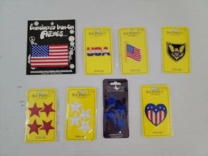 Iron-On Patch Lot 8 USA Flag , Eagle ,Blue Stars Stripes Americana Army Military - Picture 1 of 7