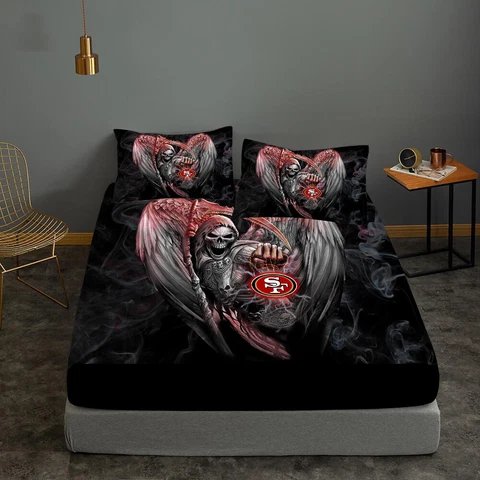 San Francisco 49ers Fitted Sheet Bedding Set 3PCS Deep Pocket Sheet Pillowcases Cover