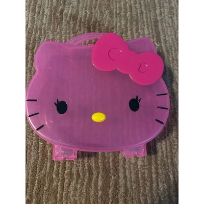 Lindo estuche de almacenamiento vintage 2014 Sanrio Hello Kitty rosa translúcido organizador caja Foto 1 de 3