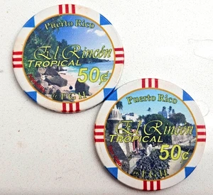 50c RINCON TROPICAL PUERTO RICO Flowers Guest House 2011 CASINO POKER CHIP R5 - Picture 1 of 7