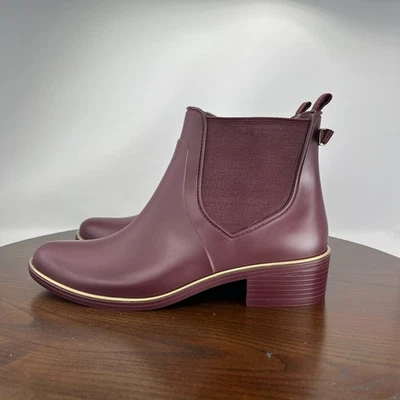 Botas Kate Spade Solsticio Para Mujer 10 Madera de Cerezo Goma Impermeables Chelsea Lluvia Foto 1 de 4