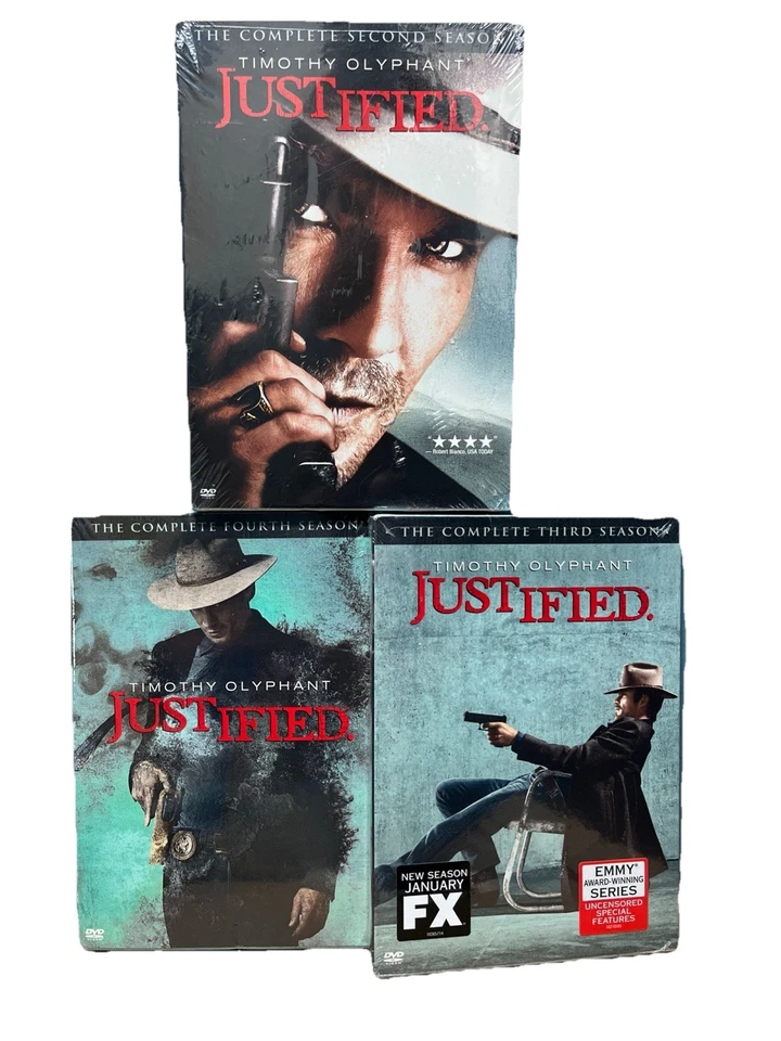 Lot of 3 Justified DVD Box Sets - Complete Season 2&3&4 Timothy Olyphant Sealed Foto 1 de 4