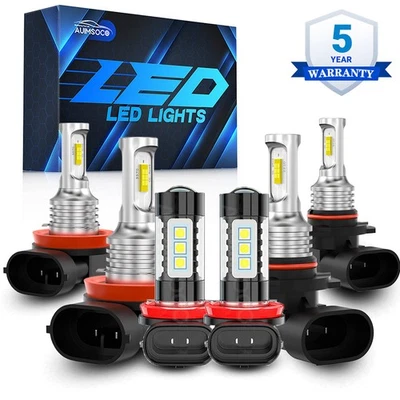 10000K Combo LED Headlight Kit Hi/Low+Fog Bulbs for Honda Accord 2013 2014 2015 - Image 1 of 4