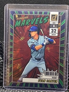 Evan Carter 2025 Donruss  Diamond Marvels  Green Laser - Rangers - Picture 1 of 2