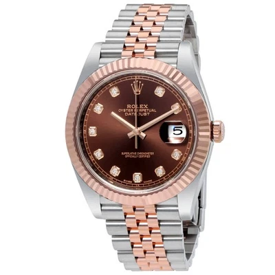 Rolex Datejust 41 esfera de diamantes chocolate acero y oro Everose de 18 quilates Jubilee Foto 1 de 3