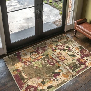Tappeto Area 2x3 Zerbino, Tappeti Basso Lavabile in Lavatrice, Piccolo Patchwork Floreale... - Foto 1 di 9