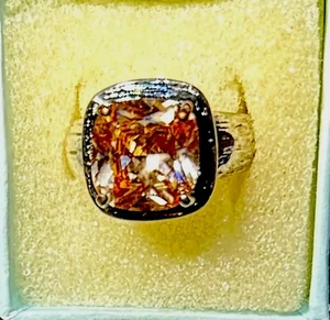 Beautiful Square Cut Citrine Ring 925 Silver Size 7 1/2   #134 - Picture 1 of 3