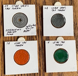 UTAH TAX TOKEN LOT - VIER VERSCHIEDENE - SCHÖNE DETAILS - NACHLASSFUND - Bild 1 von 2