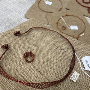 Lot Artisan Copper Wire Wrapped Jewelry Necklace Handmade Bracelets Rings Choker - Picture 1 of 18