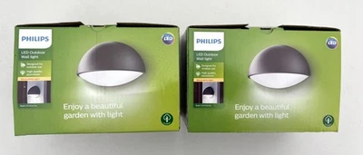 2 x PHILIPS DUST OUTDOOR WALL LIGHT - ANTHRACITE - WARM WHITE 3.2W - Image 1 of 4