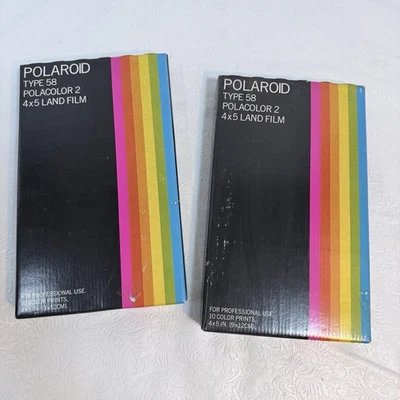 2 Polaroid Type 58 Polacolor 2 EXP March 1978 4x5 Land Film Color SEALED NOS - Image 1 of 4