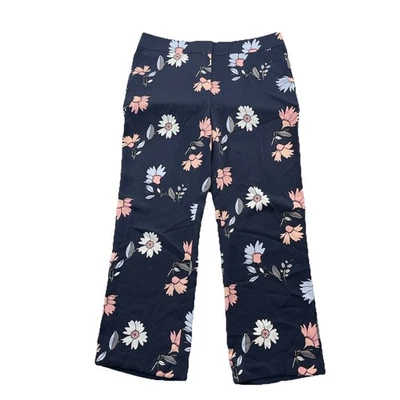 Pantalones Ann Taylor Loft Azul Marino Floral Pantalones Talla 12 NUEVO Mujer 30" Entrepierna 61-13 Foto 1 de 4