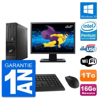 PC Fujitsu E510 Dt Pantalla 22" Pentium G2020 RAM 16Go Disco 1To Windows 10 Wifi - Imagen 1 de 4