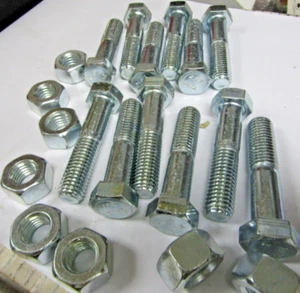 ✌️NEU 5/8-11 x 3" Sechskantschrauben (12) Zylinderschraube Grobgewinde (8) MUTTERN 20 STÜCK - Bild 1 von 2