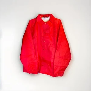 Vintage Sportsmaster Red Nylon Coach Jacket Draw String Waist Lined - Picture 1 of 6