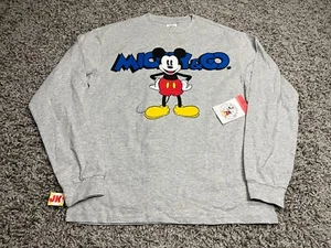 NEW Disney Shirt Adult Medium Gray Blue Mickey Mouse & CO Long Sleeve Parks Mens - Picture 1 of 10