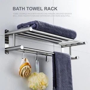 24'' Wall Mounted Bath Towel Rack Towel Shelf Holder 304 Stainless Steel Q1Q6 - Picture 1 of 12