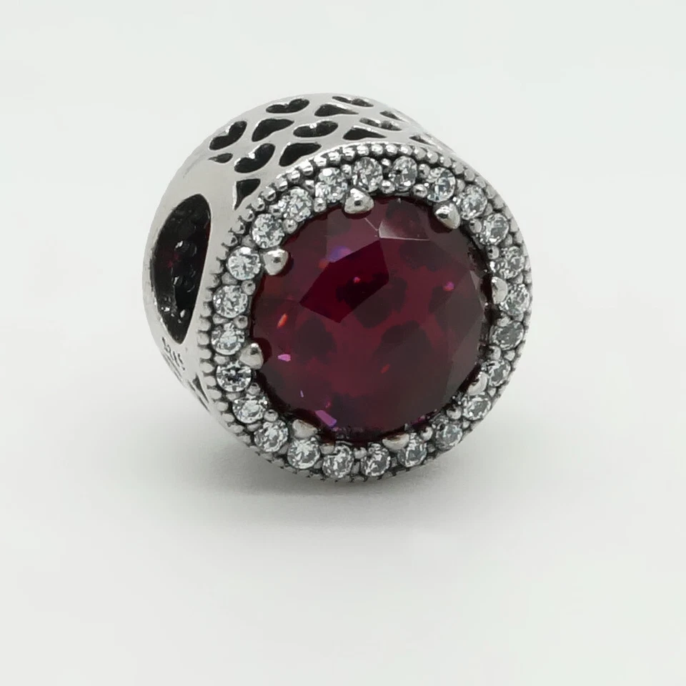 Original Pandora Kirschroter Strahlenkranz der Herzen Charm Silber 791725NCC Neu - Bild 1 von 1