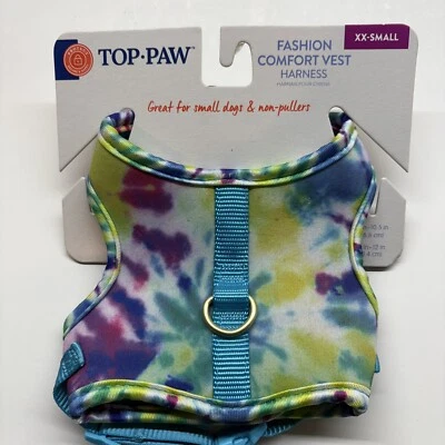 Top paw Nuevo Moda Chaleco Cómodo Arnés Tie Dye XX Pequeño Púrpura Azul Foto 1 de 4