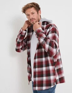 Herren Tops - Flanell Langarmshirt mit Kapuze - Bild 1 von 5