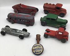 Vintage Lot Of Tootsie Diecast Metal Toy Cars Bus Truck Gas Tanker Morton Salt