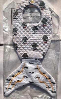 婴儿围兜淋浴礼物手工刺绣全新按扣棉婴儿双面乐趣 — 第 1/2 张图片