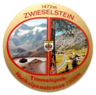 Souvenir-Aufkleber Zwieselstein Timmelsjoch Hochalpenstrasse Sölden Tyrol 80er