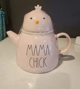 Rae Dunn Mama Chick Pink Tea Pot New Easter Spring LL Magenta - Picture 1 of 8