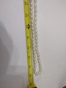 Heavy Extra Long Rope Pearl Colored Single Knotted Beaded Necklace 29 In. - Picture 1 of 11