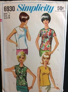 Pattern simplicity 6930, misses’ overblouses, top, shirt Size 16 - Picture 1 of 2