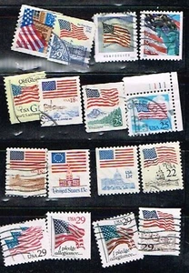 16 Assorted Flags Cancelled US Postage sTamps (11-682) - Picture 1 of 1