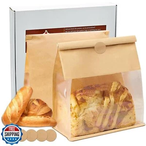 Strapazierfähige große Kraftpapier Brotbeutel mit Blech Krawattenlasche Verschluss 100 Stck., Laib Ba - Bild 1 von 5