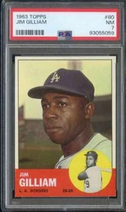 1963 Topps #80 Jim Gilliam PSA 7 Dodgers Nice Centered *ADT6390 - Bild 1 von 2