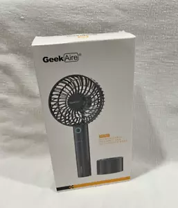 Geek Aire Mini Rechargeable Portable Fan With Power Bank 6 Blade 5 Speed Gray - Picture 1 of 5