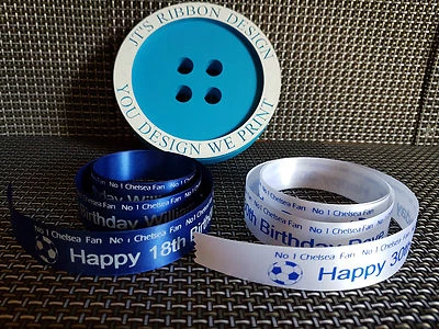 JTS RIBBON DESIGN Personalised Ribbon No 1 Chelsea Cake or Gift Wrap Any Name or Message