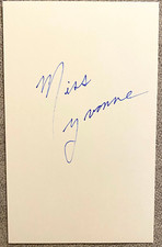 Miss Yvonne Signed 5x8 Index Card - Lynne Marie Stewart Signed, Pee Wee Herman