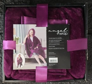 Comfort Spaces Angel Wrap Hooded Wearable Soft Blanket Throw 50"x60" Purple NEW - Picture 1 of 2
