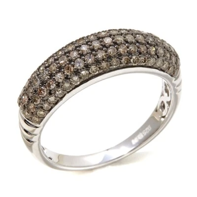 3/4ct Champagne Diamond Pave Band in Sterling Silver Womens Size 7, HSN - Image 1 of 4