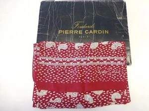 Pierre Cardin Paris France 100% Pure Silk Scarf RED NEW Vintage Box 9.5" x 50" - Picture 1 of 4