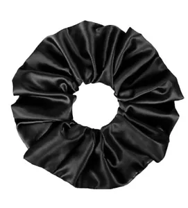 Giant Silk 9.5” Black Scrunchie Oversized Jumbo Tie Curly Girl Thick Hair Satin - Picture 1 of 4